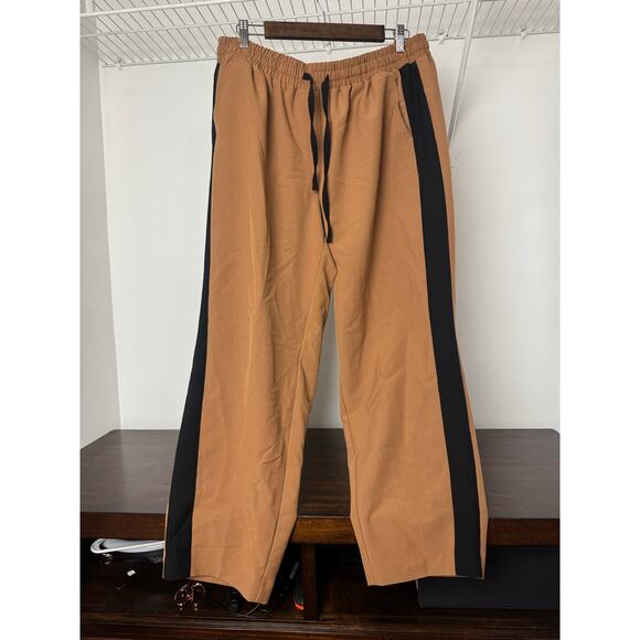Lane Bryant Pants - Lane Bryant Straight Leg Pants Camel/Tan with Black Side Stripes — Size 16